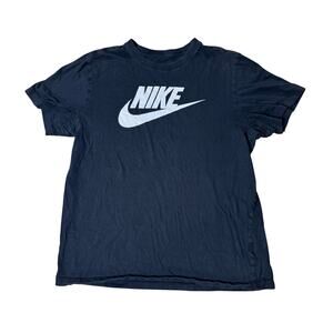 NIKE BLACK LOGO TEE TSHIRT L LARGE SHIRT CLASSIC VINTAGE WORKOUT USED